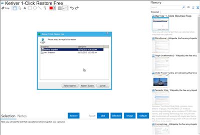 Keriver 1-Click Restore Free - Flamory bookmarks and screenshots