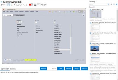Kineticwing IDE - Flamory bookmarks and screenshots