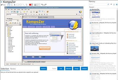 KompoZer - Flamory bookmarks and screenshots