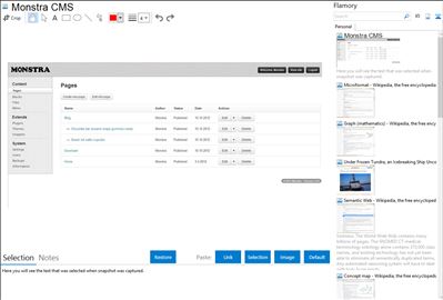 Monstra CMS - Flamory bookmarks and screenshots