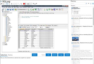 SQLyog - Flamory bookmarks and screenshots