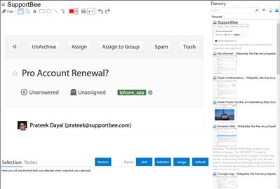 SupportBee - Flamory bookmarks and screenshots