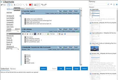 Ubernote - Flamory bookmarks and screenshots