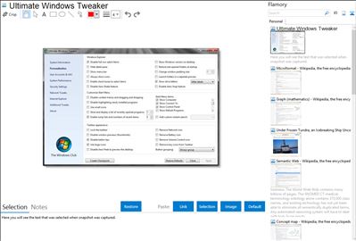 Ultimate Windows Tweaker - Flamory bookmarks and screenshots