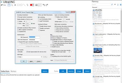 UltraVNC - Flamory bookmarks and screenshots