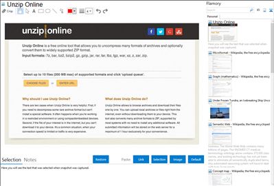Unzip Online - Flamory bookmarks and screenshots