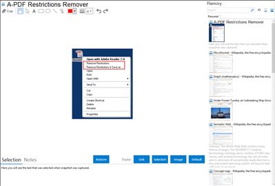 A-PDF Restrictions Remover - Flamory bookmarks and screenshots