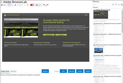 Adobe BrowserLab - Flamory bookmarks and screenshots