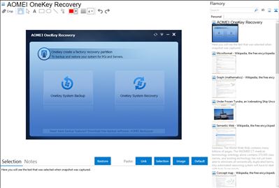 AOMEI OneKey Recovery - Flamory bookmarks and screenshots