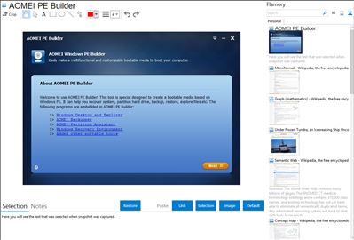 AOMEI PE Builder - Flamory bookmarks and screenshots