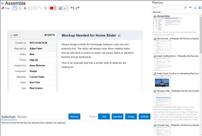 Assembla - Flamory bookmarks and screenshots