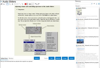 Audio Sliders - Flamory bookmarks and screenshots