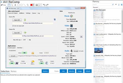 AVI ReComp - Flamory bookmarks and screenshots