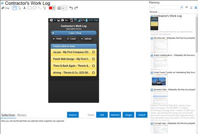 Contractor's Work Log - Flamory bookmarks and screenshots