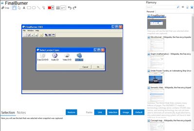 FinalBurner - Flamory bookmarks and screenshots