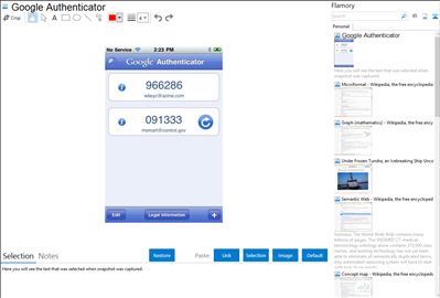 Google Authenticator - Flamory bookmarks and screenshots