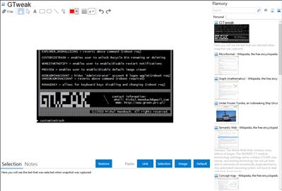 GTweak - Flamory bookmarks and screenshots