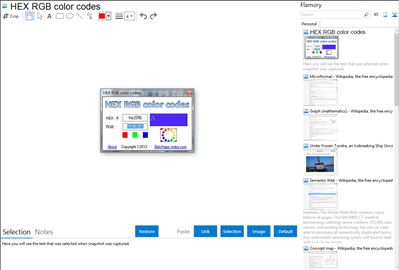 HEX RGB color codes - Flamory bookmarks and screenshots