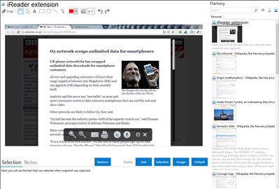 iReader extension - Flamory bookmarks and screenshots