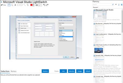 Microsoft Visual Studio LightSwitch - Flamory bookmarks and screenshots