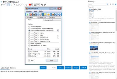 MyDefragGUI - Flamory bookmarks and screenshots