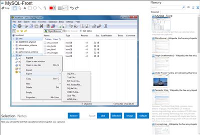 MySQL-Front - Flamory bookmarks and screenshots