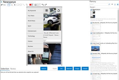 Newspeye - Flamory bookmarks and screenshots