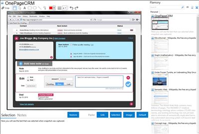 OnePageCRM - Flamory bookmarks and screenshots