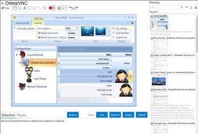 OnlineVNC - Flamory bookmarks and screenshots