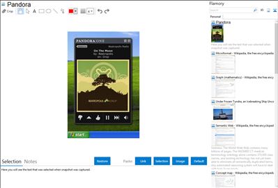 Pandora - Flamory bookmarks and screenshots