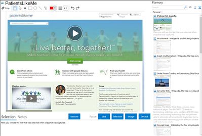 PatientsLikeMe - Flamory bookmarks and screenshots