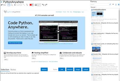 PythonAnywhere - Flamory bookmarks and screenshots