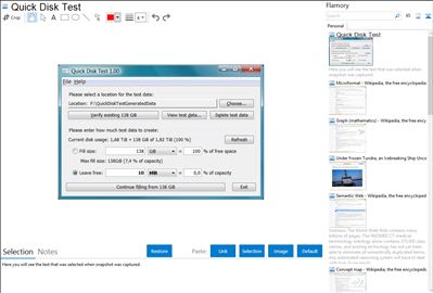 Quick Disk Test - Flamory bookmarks and screenshots