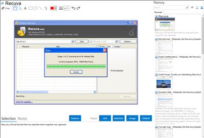 Recuva - Flamory bookmarks and screenshots