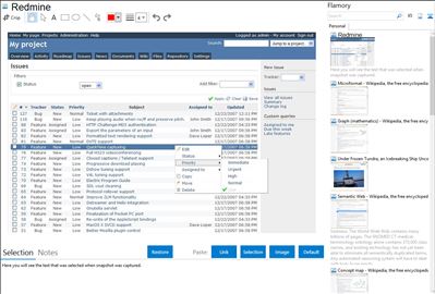 Redmine - Flamory bookmarks and screenshots