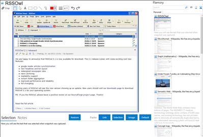 RSSOwl - Flamory bookmarks and screenshots