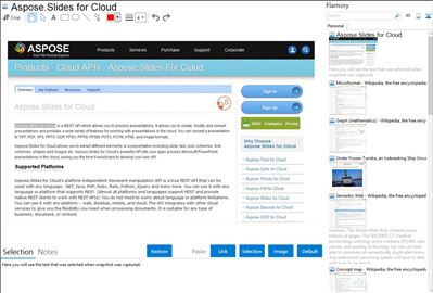 Aspose.Slides for Cloud  - Flamory bookmarks and screenshots