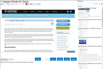 Aspose.Words for Cloud  - Flamory bookmarks and screenshots