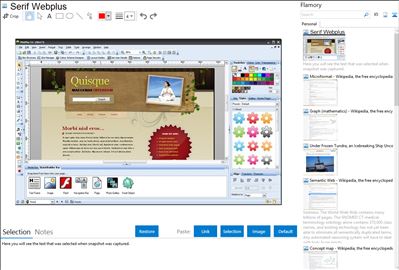 Serif Webplus - Flamory bookmarks and screenshots