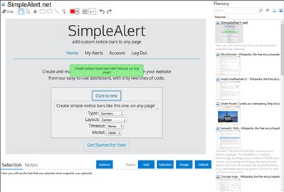 SimpleAlert.net - Flamory bookmarks and screenshots