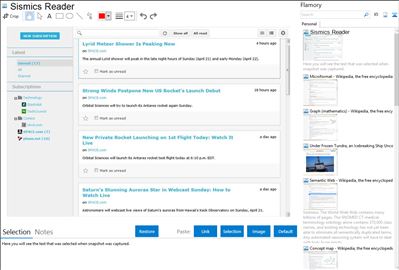 Sismics Reader - Flamory bookmarks and screenshots