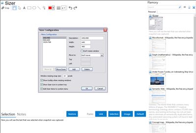 Sizer - Flamory bookmarks and screenshots