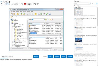 TUGZip - Flamory bookmarks and screenshots