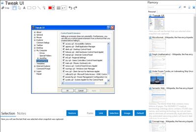 Tweak UI - Flamory bookmarks and screenshots