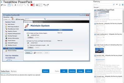 TweakNow PowerPack - Flamory bookmarks and screenshots