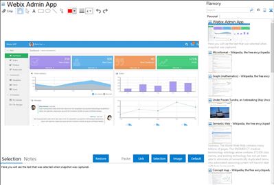 Webix Admin App - Flamory bookmarks and screenshots