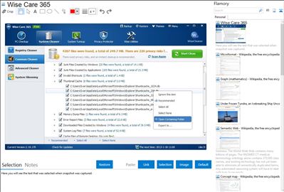 Wise Care 365 - Flamory bookmarks and screenshots